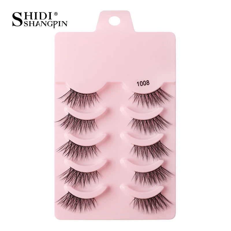 SHIDISHANGPIN 5/10Pairs False Lashes Cat Eye Eyelashes Eyelash Extension 3D Mink Half Lashes Natural Makeup faux Cils maquiagem - Blinksy